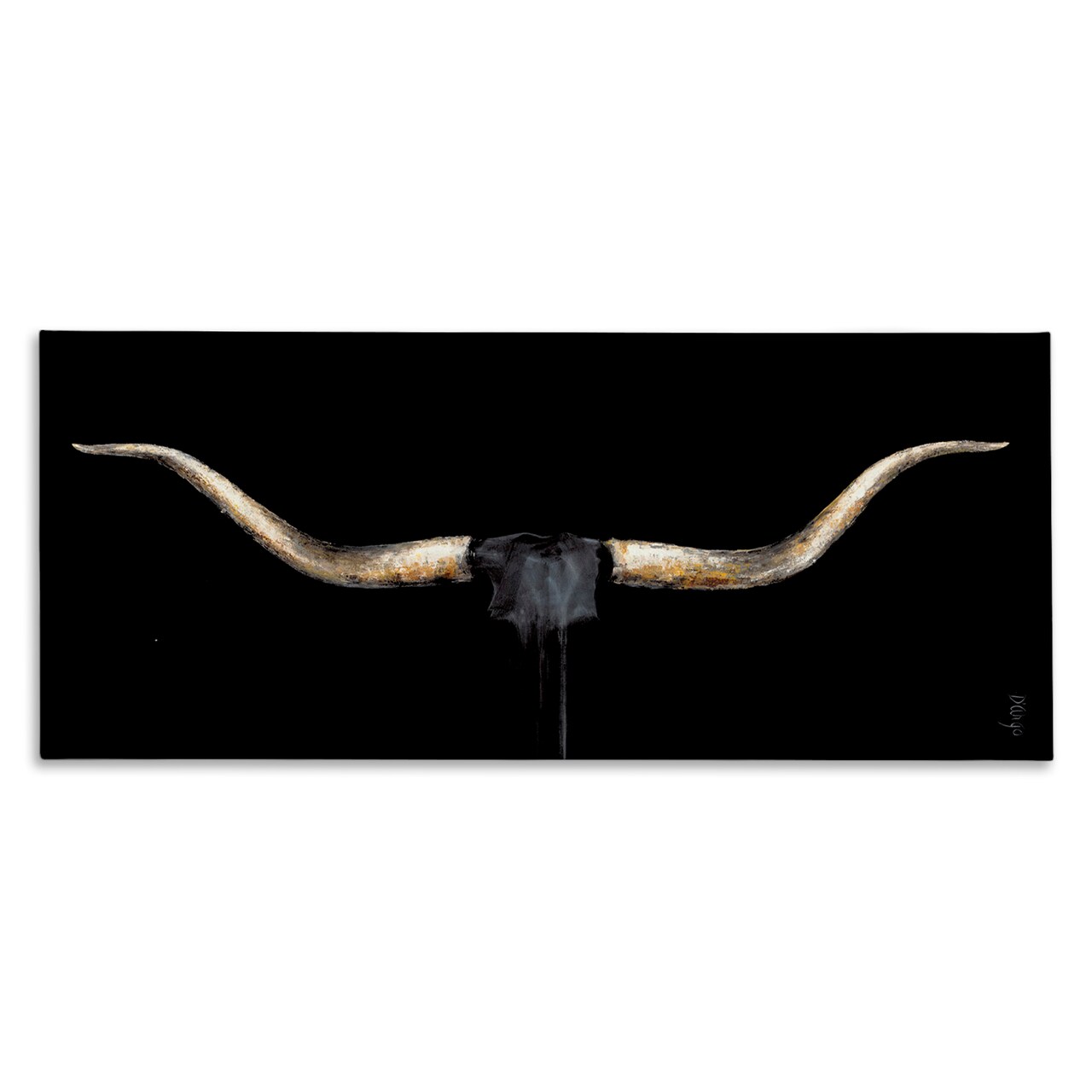 Stupell Industries Bull Horns Shadow Animal Painting Canvas Wall Art